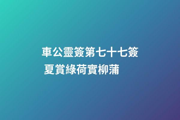 車公靈簽第七十七簽 夏賞綠荷實柳蒲